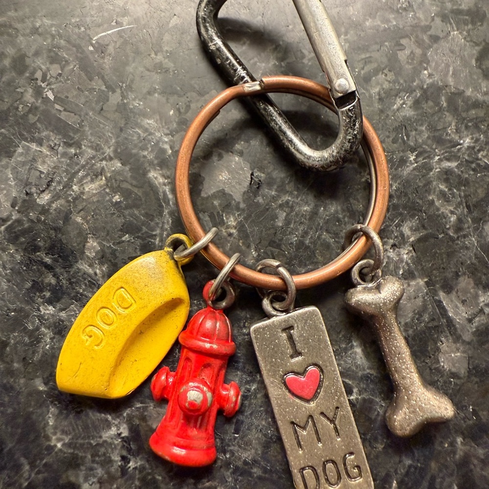 GANZ Dog Lover Keychain with Charms - Red, Yellow, Silver